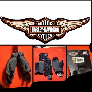 HARLEY-DAVIDSON RIDING GLOVES TWO IN ONE LEATHER GLOVE & PUFFER FINGERLESS GLOVE